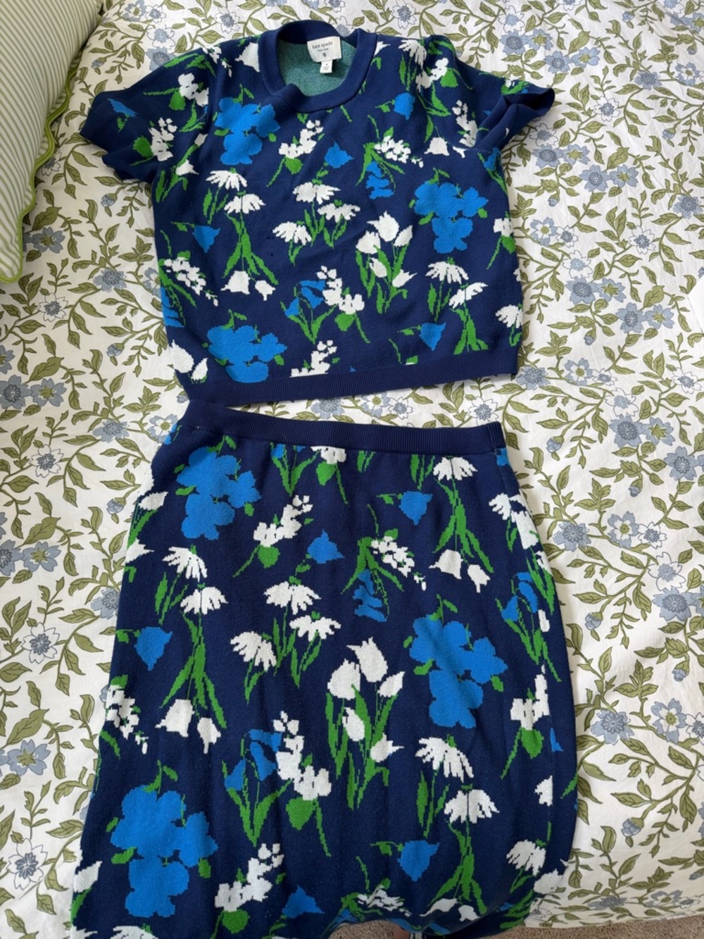 kate spade by Target Navy Blue Floral Knit Skirt Set
